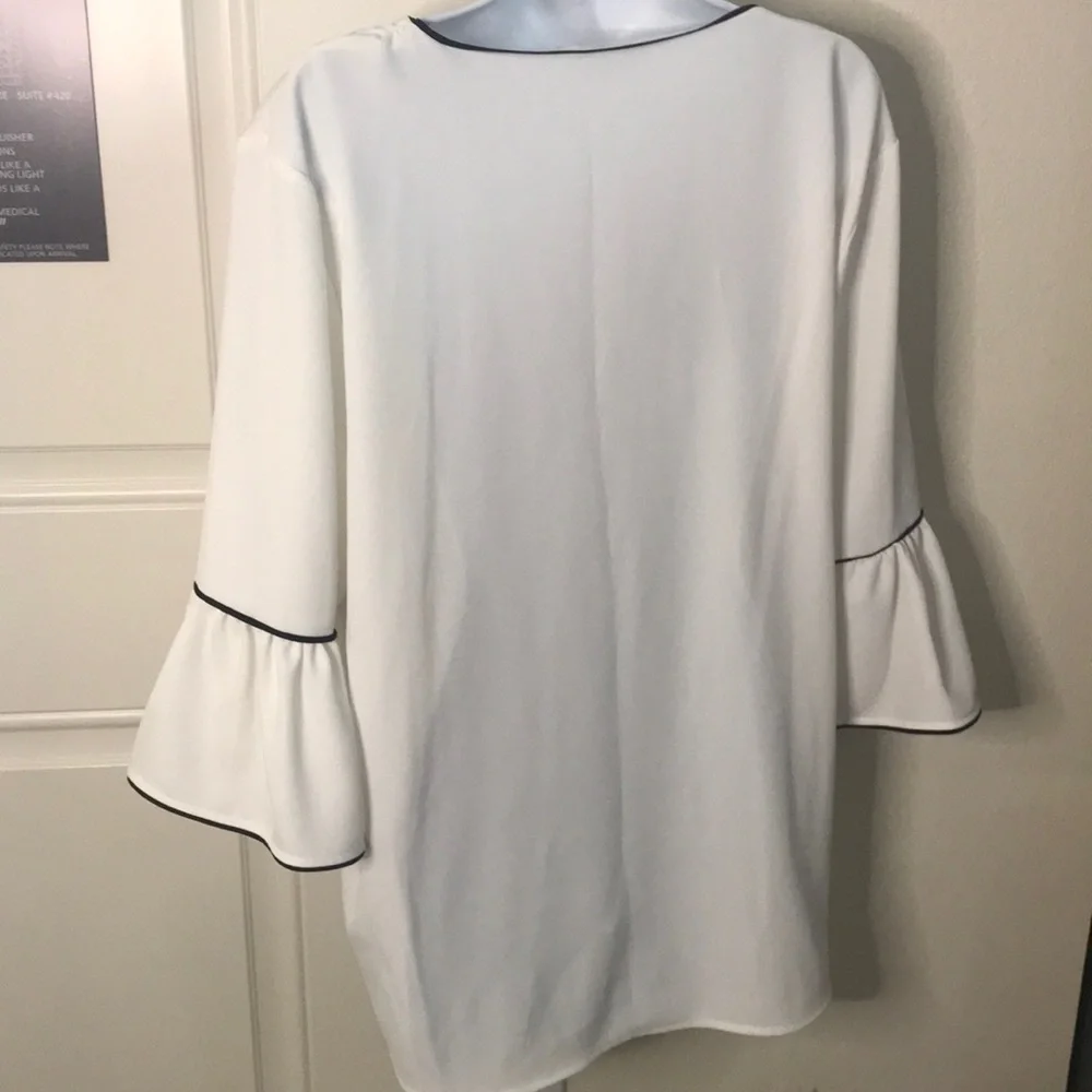Calvin Klein statement sleeve vneck blouse XL